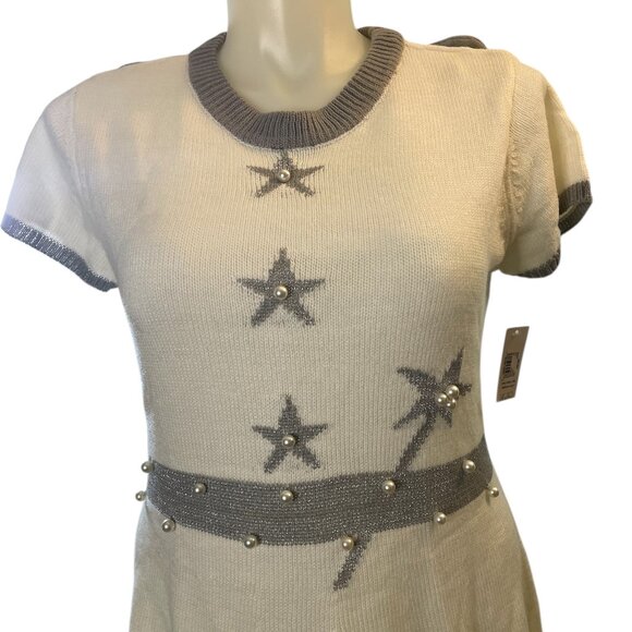 Christmas Angel Sweater Dress XXL (2X) White Knit Silver Wings Juniors Plus New - Picture 2 of 6